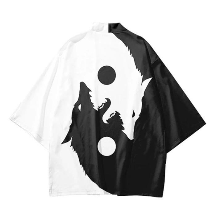 Traditional Kimono Men Yukata Samurai Kimono Black Haori Men Kimono