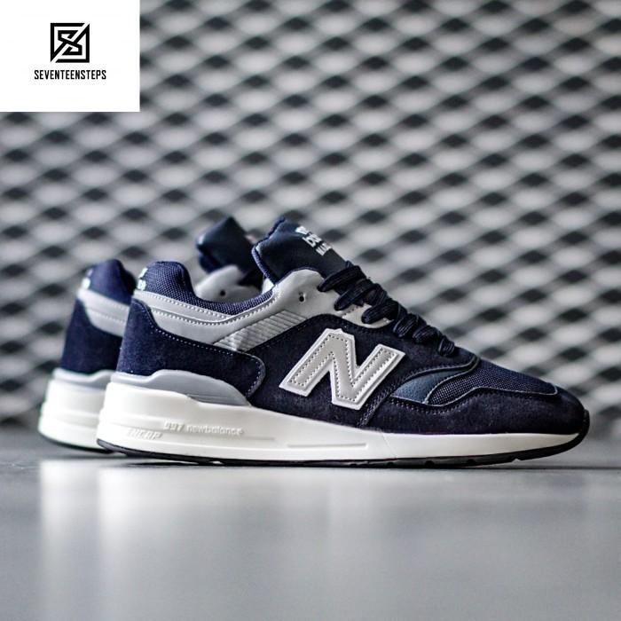 Sepatu Sneaker NB 997 High Prem Navy Grey Silver Termurah