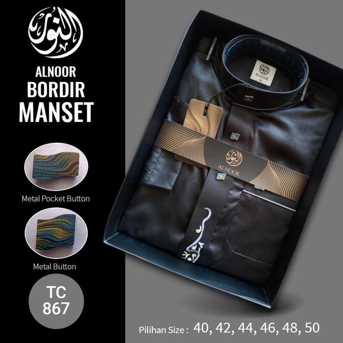 JUBAH ALNOOR BORDIR HITAM NON MANSET REMAJA