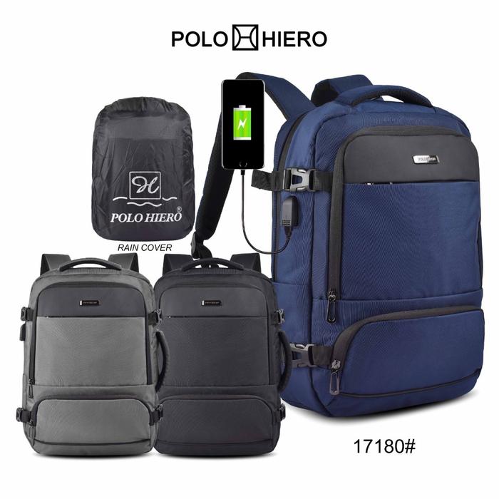 Polo Villa Official-Tas Ransel Polo Hiero 17180 Tas Travel Pria Tas Laptop Kerja Tas Carrybag Multif
