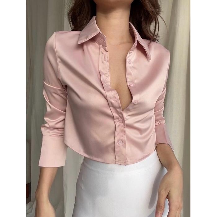 Jessica Satin Crop Top Shirt