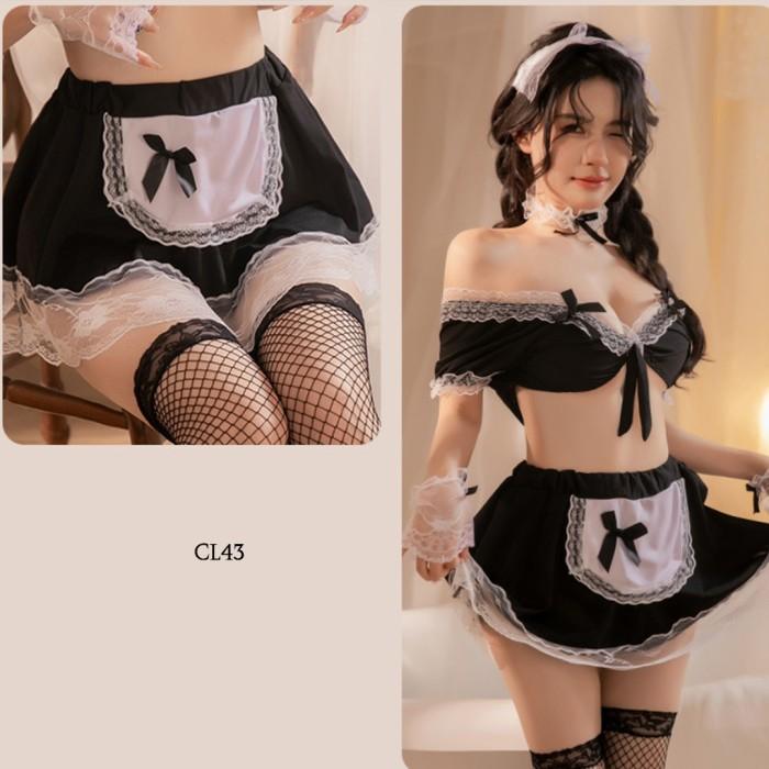 KOSTUM COSPLAY PELAYAN SEKSI LINGERIE COSTUME FRENCH MAID SEXY CL43