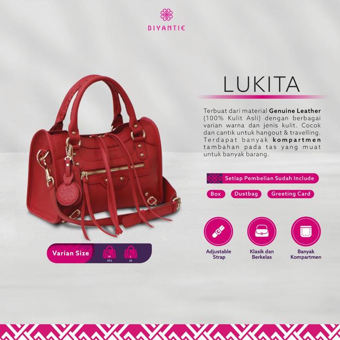Biyantie Tas Selempang Wanita Lukita Sling Bag Kulit Asli Material Genuine Strap Full Leather Adjust