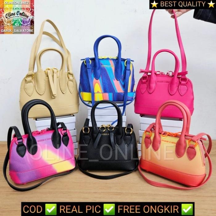 ( Wodb )Tas Harmonee Mini Dome Wanita Shell Bag Gradasi Aurora Ombre Harmoni Shoulder Jinjing Top Ha