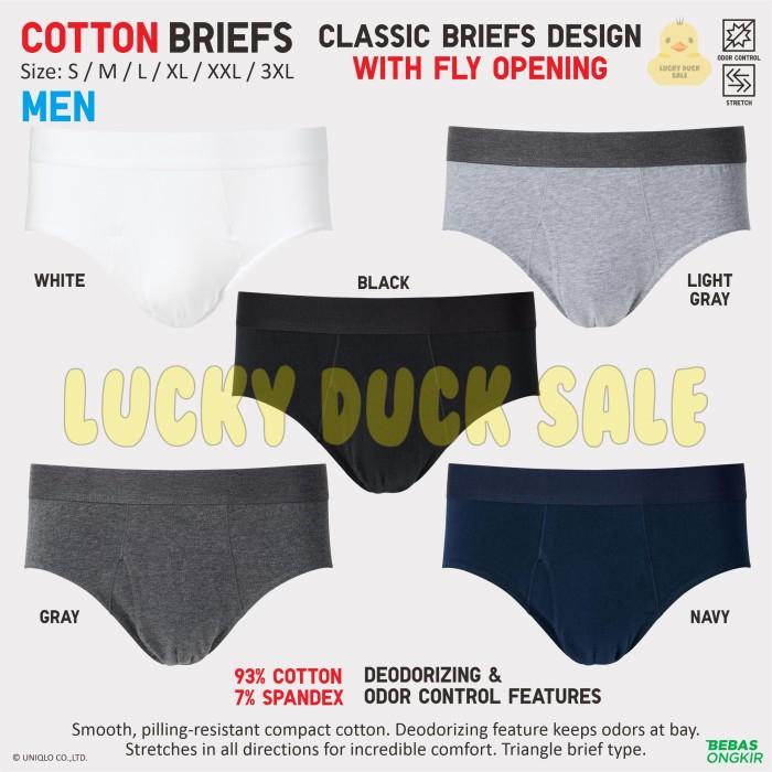 Men Cotton Briefs Celana Dalam Katun Segitiga Fly Odor Control UNIQLO