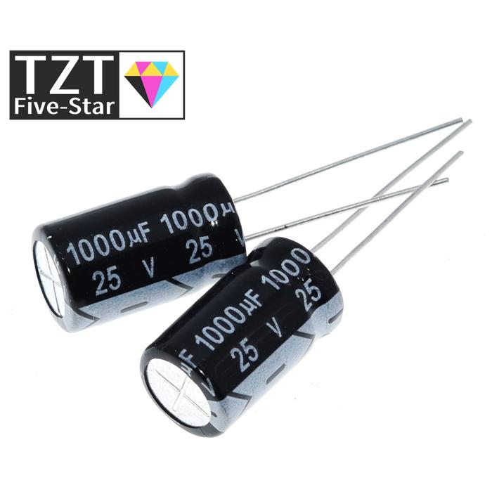 TZT 10PCS Electrolytic capacitors 25V 1000UF 1000UF/25V 10 * 17MM