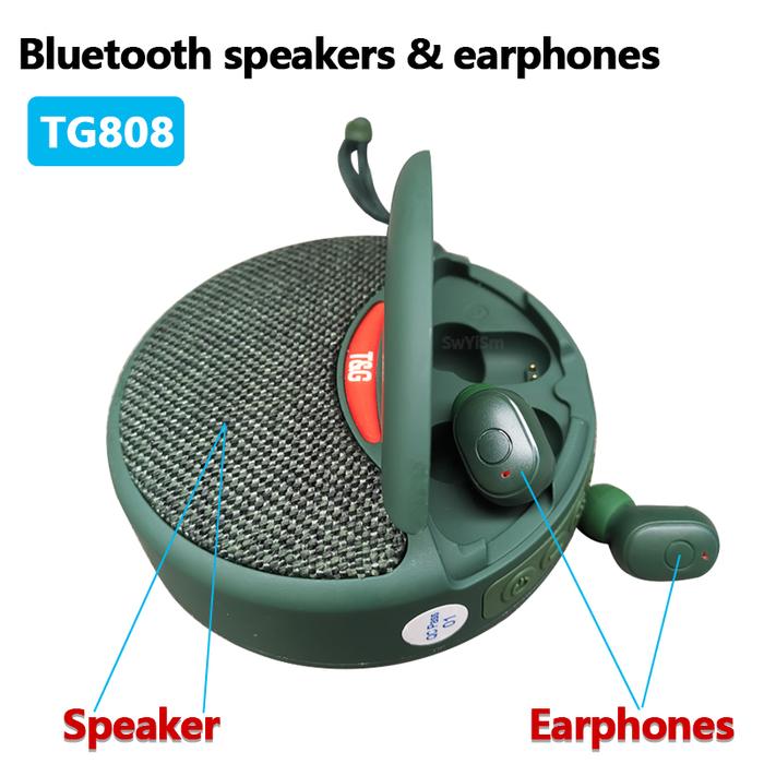 TG808 Mini Wireless Bluetooth Speaker Wireless Earphone Two-in-one TWS Subwoofer Stereo Hands-free M