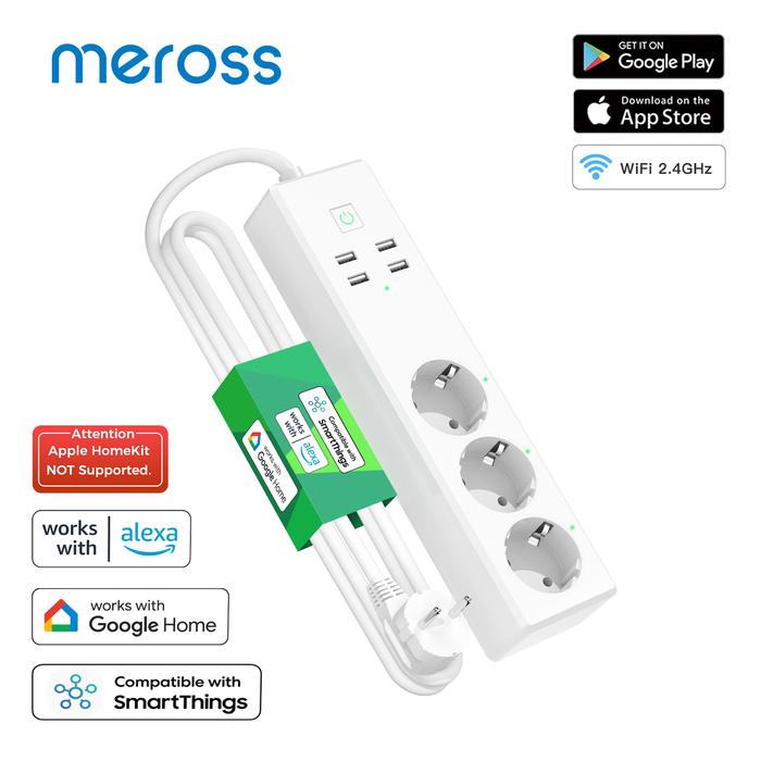 Meross Smart Power Strip WiFi Surge Protector EU Plug Power Socket Support Alexa Google Assistant Sm