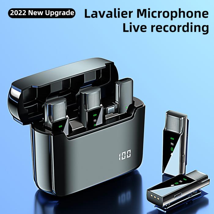 Wireless Lavalier Microphone Compact Portable Lapel Mic With Dual-Channel Recording LCD for iPhone A
