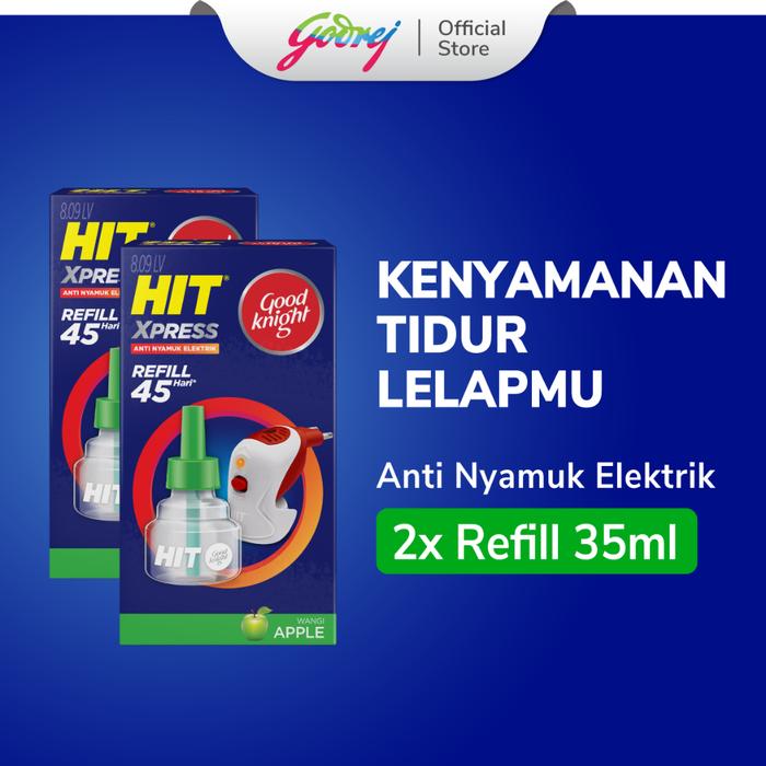 Hit Good Knight Xpress Refill Apple 45 Hari x2- Refill Obat Nyamuk Elektrik - Bunuh Nyamuk Penyebab 