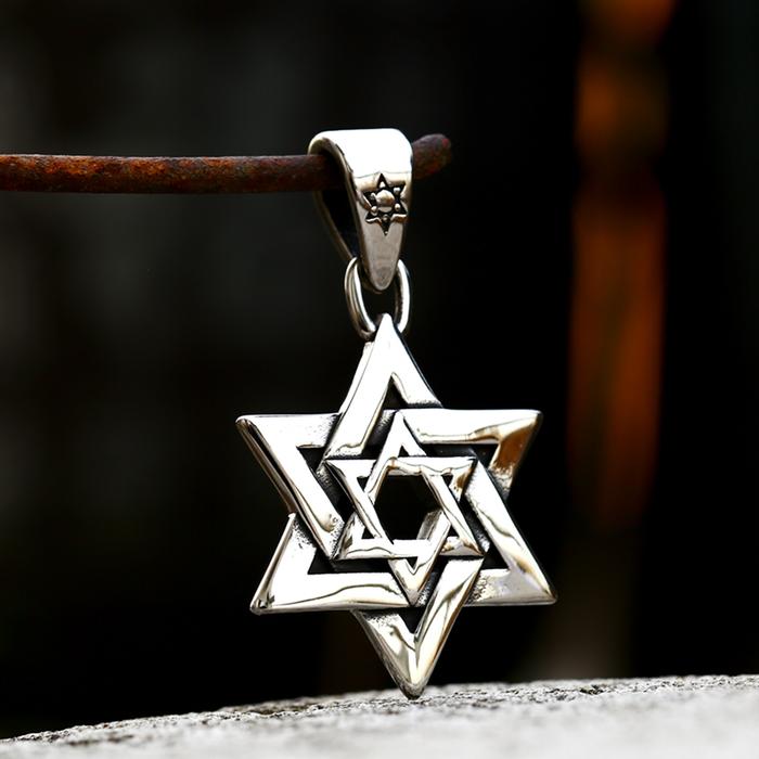 Beier 2022 New Desigs Stainless Steel Classic Star Of David Men's Pendant Six-pointed Star Religious