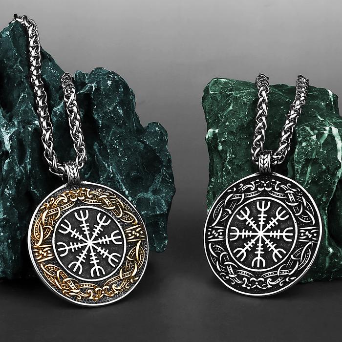 Viking Reverend Helm Rune Pendant Protector Titanium Steel Stainless Steel Men's Aegishjalmur Amulet