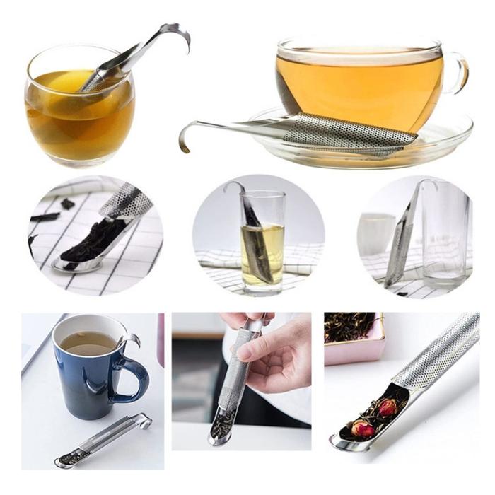 1pcs Stainless Steel Tea Filter Set Hanging Pipe Shaped Handle Tea Maker Tea Filter Bent Pipe Tea Ma