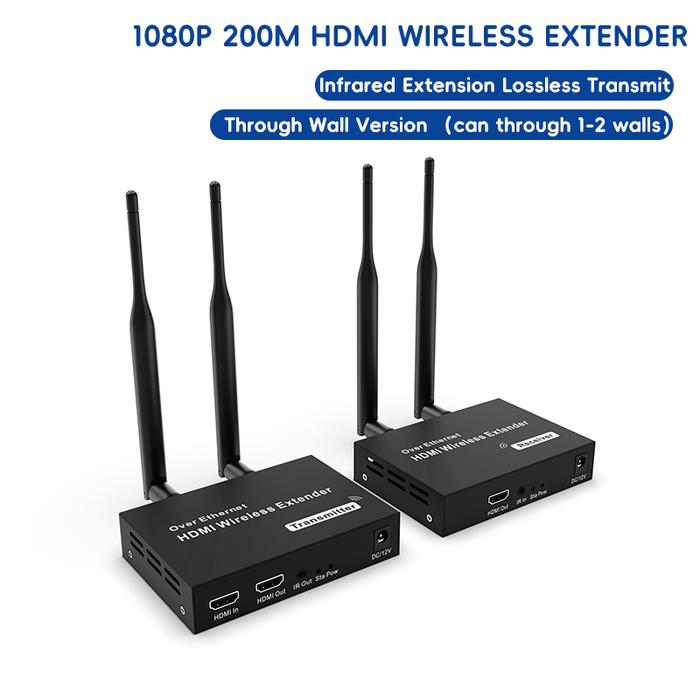 Wireless HDMI Transmitter Receiver Extender 1 TX-4 RX 200m 5.8GHz 1080P Audio Video Extender Kit wit