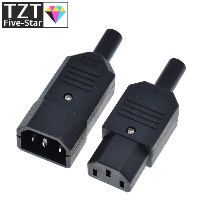 IEC Straight Cable Plug Connector C13 C14 10A 250V Black female&male Plug Rewirable Power Connector 