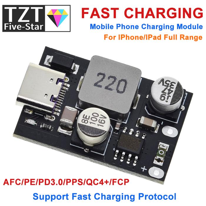 PD3.0/PPS/QC3.0 Apple Huawei MTK Samsung DIY Fast Charger DC 8-32V 30W Step-down Module for Emergenc