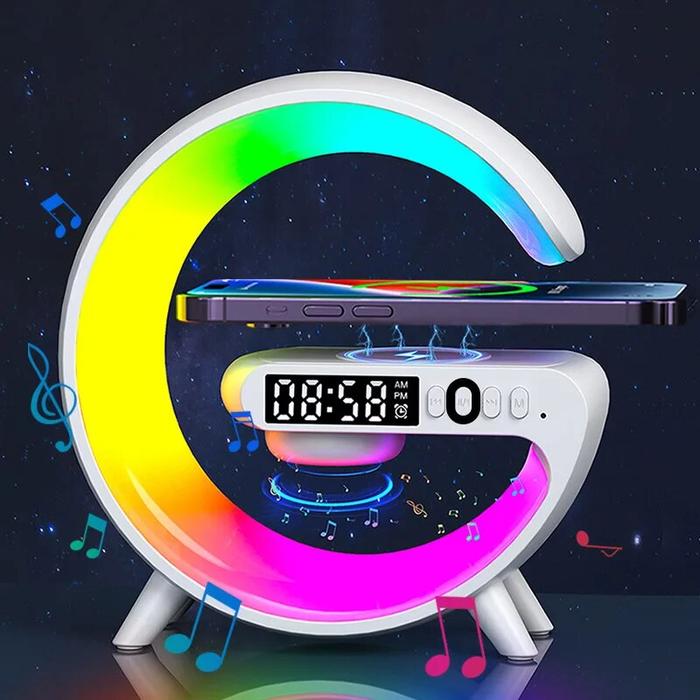 Original Wireless Charger Pad Bluetooth Speaker RGB Night Wake Up Light Handsfree Call Fast Charging