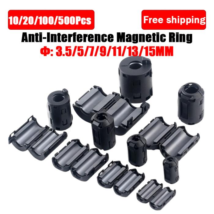 Snap Degaussing Filter Noise Suppressor EMI RFI Clip Choke Ferrite Core Cable Filter Removable Anti-
