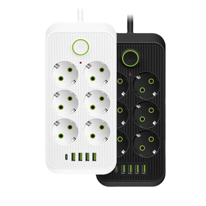 EU Plug AC Outlets Multitap Socket Extension Cord Electrical Power Strip Charging Network Filter Ada
