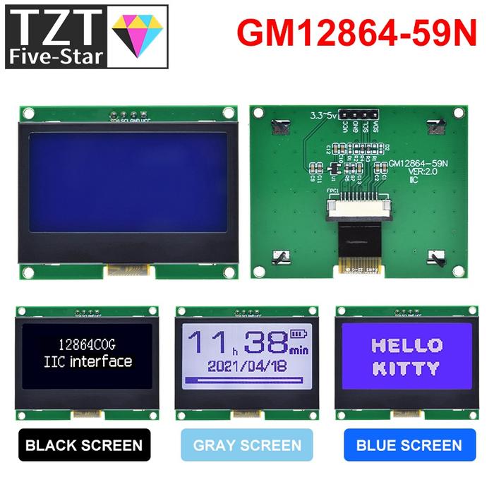 TZT 12864 IIC LCD Module 128X64 I2C ST7567S COG Graphic Display Screen Board LCM Panel 128x64 Dot Ma