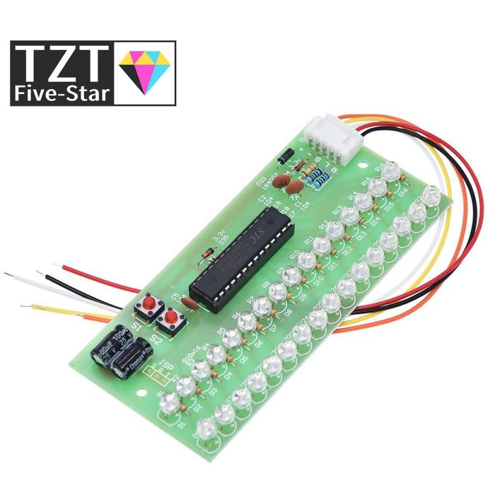 MCU Adjustable Display Pattern LED VU Meter Level Indicator Amplifier Audio 16 LED Dual Channel Gree