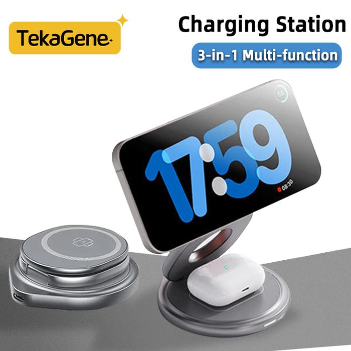 15w 3 In 1 Magnetic Wireless Charger Stand for iPone 14 13 12 Pro Max Airpods Samsung Watch 6 5 iWat