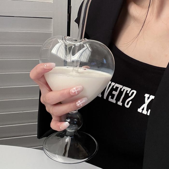 Heart Love Shaped Glass Mug Without Straw Couple Cups Cocktail Glass Cup Tea Beer Mugs Milk Coffee C