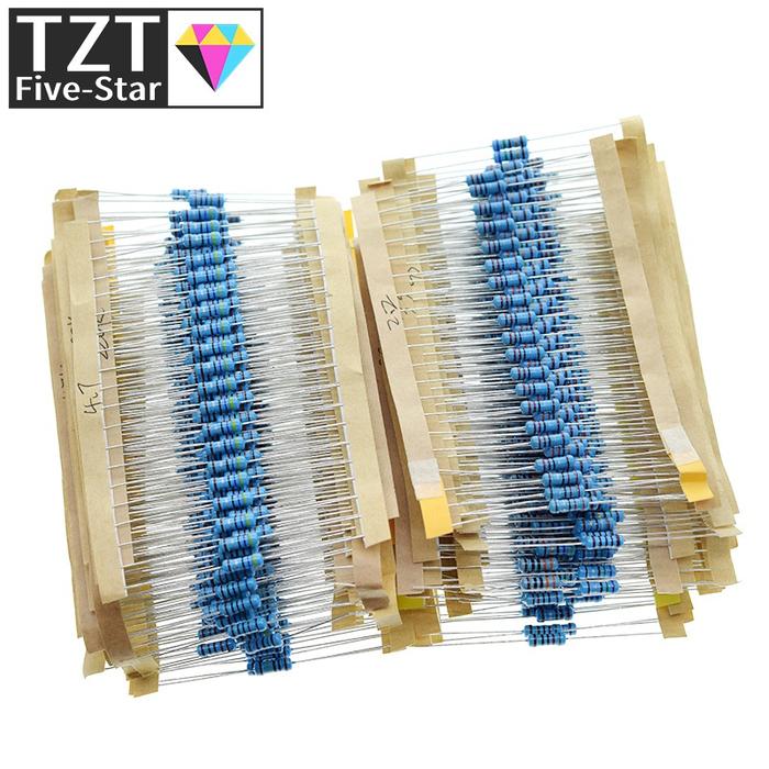 1120Pcs 1/2W 0.5W 1% 1-2.2M Ohm 56Values Metal Film Resistor 0.5W Resistance Assorted Kit Set For Ar
