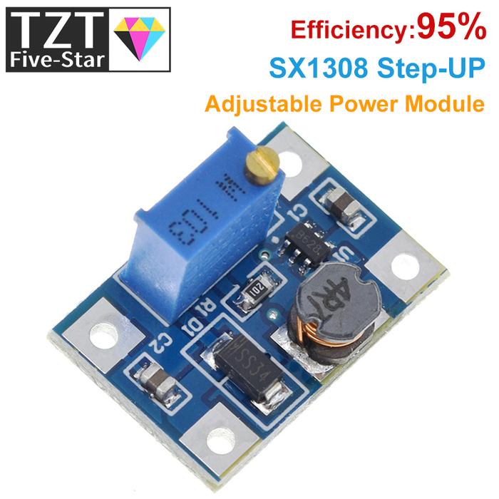 TZT 1/5PCS 2-24V to 2-28V 2A DC-DC SX1308 Step-UP Adjustable Power Module Step Up Boost Converter fo