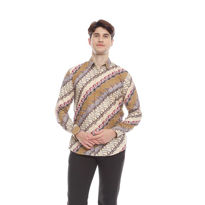 Parayu - Kemeja Batik Pria Ongbak Uril Modern Slimfit Lengan Panjang - Merah