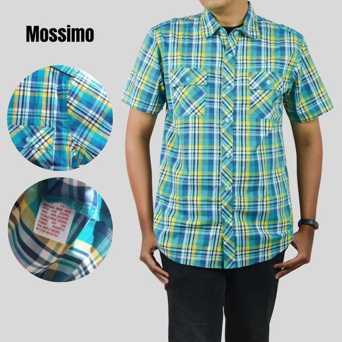[12 varian] MOSSIMO - kemeja lengan pendek pria - motif kotak branded sisa ekspor