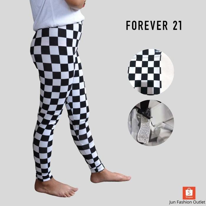 FOREVER 21 - legging motif kotak - legging motif catur branded sisa ekspor