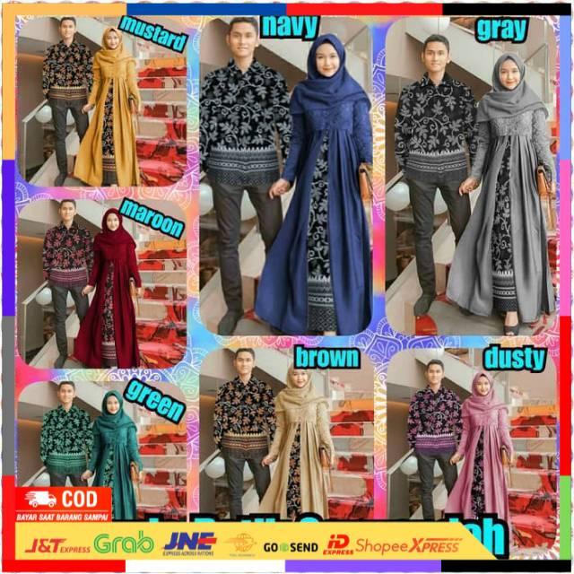 BAJU COUPLE BATIK BROKAT GAMIS DAN KEMEJA PRIA WANITA MODEL TERBARU LEBARAN 2021 COPEL KOPEL BRUKAT