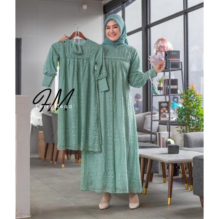 Gamis Couple Ibu Anak Keluarga Terbaru Gamis Malika Couple Gamis Malika Brukat- Click Fashion