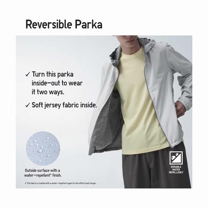 READY SALE!! MEN JAKET PARKA REVERSIBLE (WATER-REPELLENT) REVERSIBEL LINED JERSEY LEMBUT LAPIS JACKE