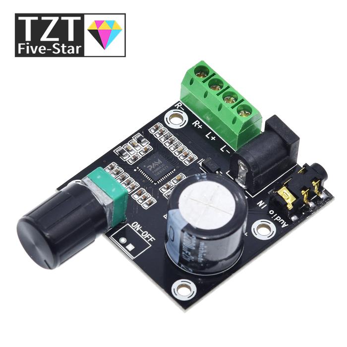 TZT Super Slim 2 x 15W PAM8610 Class D Digital Dual Power Audio Amplifier Board 12V  black