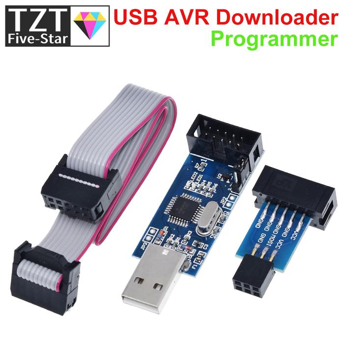 1Set  USBASP USBISP AVR Programmer USB ATMEGA8 ATMEGA128 ATtiny/CAN/PWM 10Pin Wire Module DIY + 10Pi