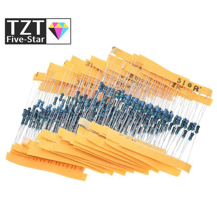 TZT 1 Pack 300Pcs 10 -1M Ohm 1/4w Resistance 1% Metal Film Resistor Resistance Assortment Kit Set 30