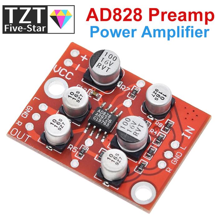 TZT 1/5PCS DC 5V-15V 12V AD828 Stereo Preamp Power Amplifier Board Preamplifier Module