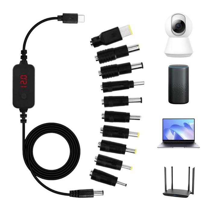 USB C To DC Adapter Type C To DC Charging Cable With Adjustable Voltage Portable Cable Connector Wit