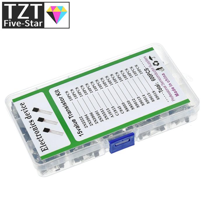 15 value 600pcs Transistor TO-92 Box Kit 2N2222 A1015 C945 C1815 S8050 S8550 S9012 S9013 S9014 S9015