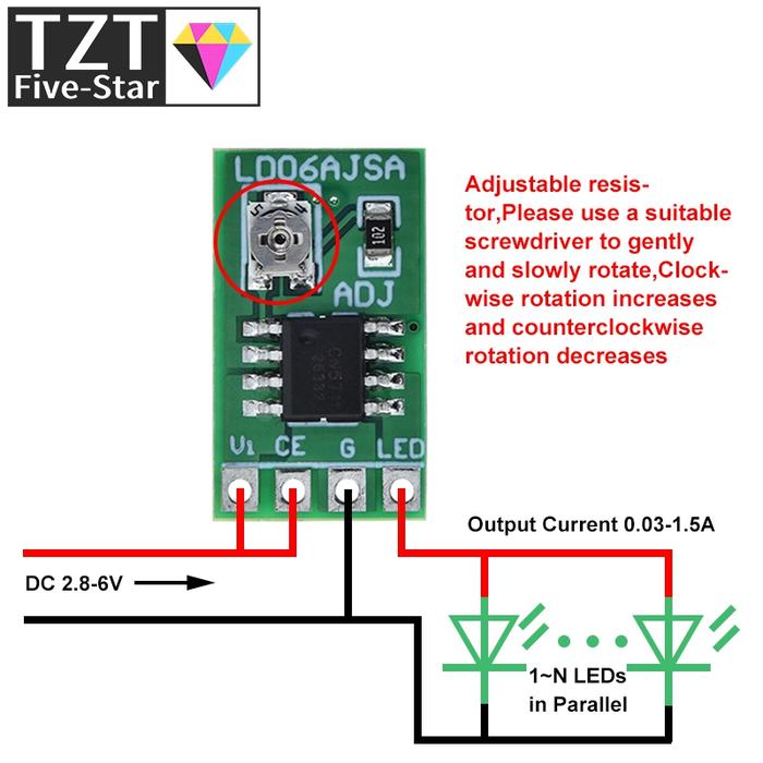 30-1500MA Adjustable Constant Current LED Driver DC 3.3V 3.7V 4.2V 5V PWM Control Board Buck Power m