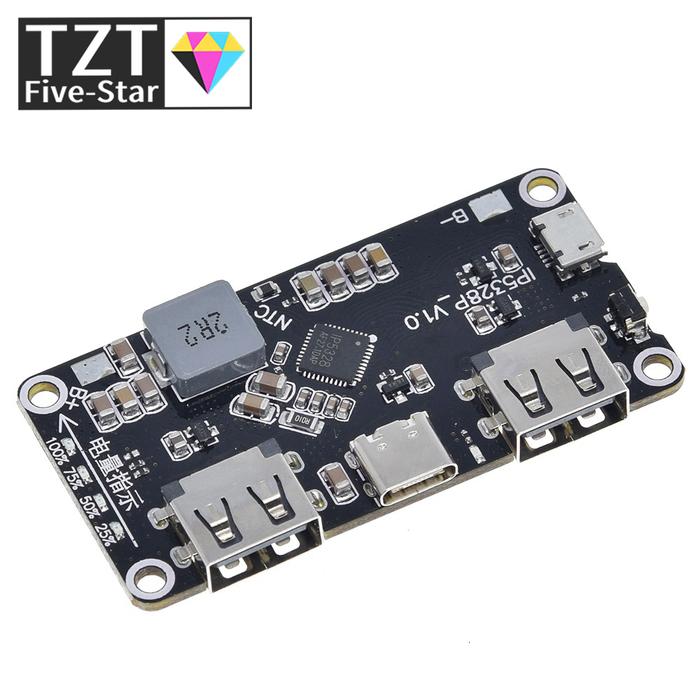 IP5328P Dual USB 18650 Battery Charger Treasure Tpye-c 3.7V Step Up Fast Quick Power bank board QC2.