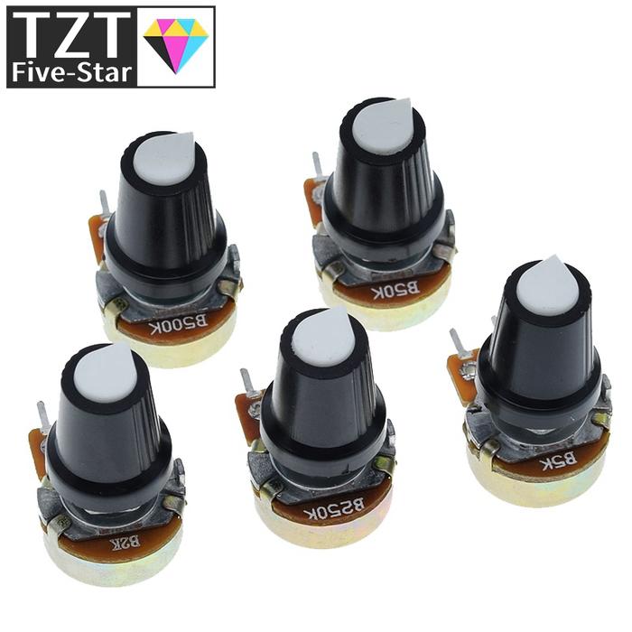 5 Sets WH148 1K 10K 20K 50K 100K 500K Ohm 15mm 3 Pin Linear Taper Rotary Potentiometer Resistor for