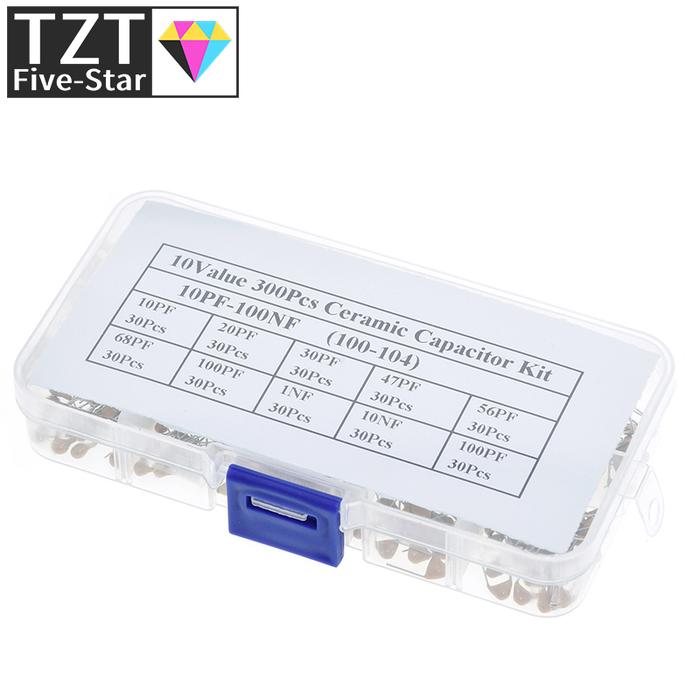 300pcs 10value 50v 10pf 20pf 30pf 47pf 56pf 68pf 100pf 1nf 10nf 100nf Multilayer Ceramic Capacitor A