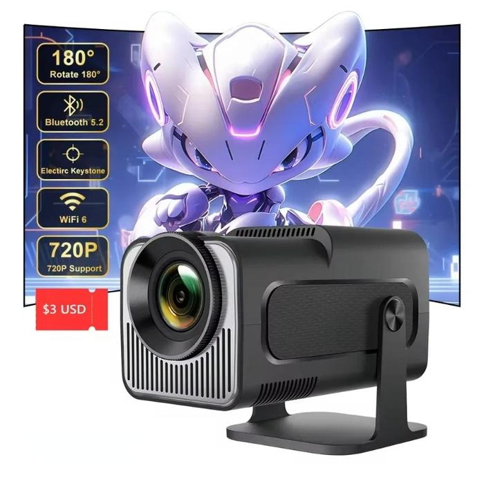 HY320 Mini Projector 4K Android 11 300ANSI Native 720P Dual Wifi6 BT5.2 Cinema Outdoor Portable Proj