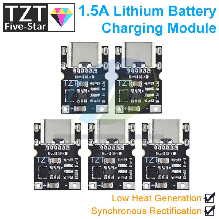 TZT 1/5/10PCS Type-C USB 1.5A Lithium Battery Charging Module Synchronous Rectification High efficie