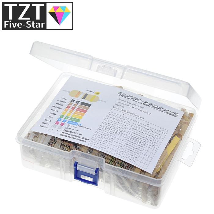 1220PCS/Lot 1W 5% 122Values 0.33-2.2M Ohm Carbon Film Resistor Assorted Kit Set