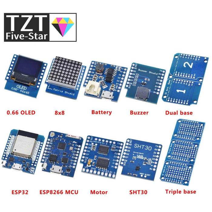 Esp8266 D1 Mini Pro Wifi Nodemcu Data Logger Shield Ds1307 Battery 0.66 Oled Dc Power Buzzer V1.0.0 