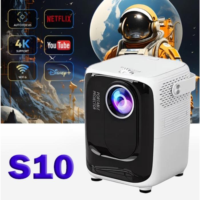 S10 1920*1080P Mini Projector 4K Bluetooth-Compatible Android Smart TV DLP Office Micro Portable Dat